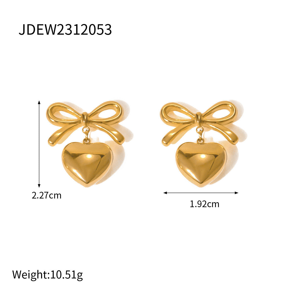 Venice Gold Heart Earrings - JDEW2312053 [WEDFEQTT]