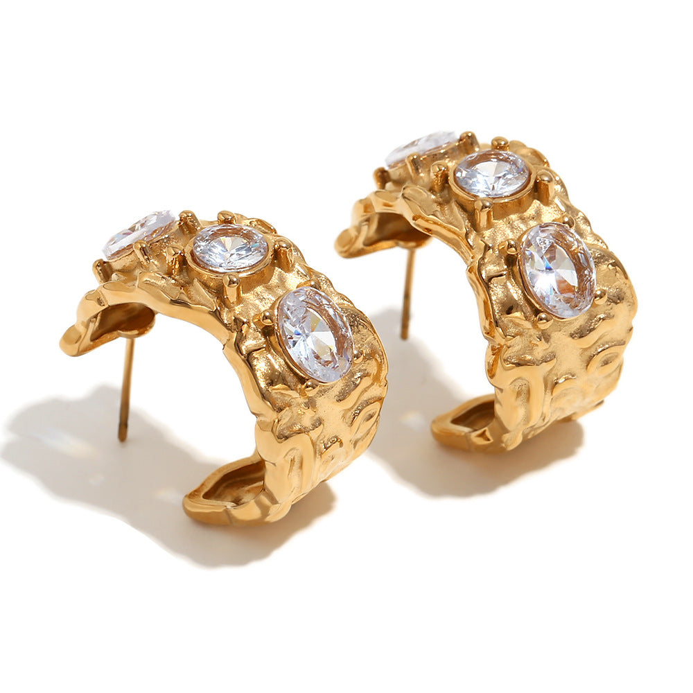 Graciella Cast Diamond Collection - Irregular White Diamond Earrings - Gold [5UQKAS57]