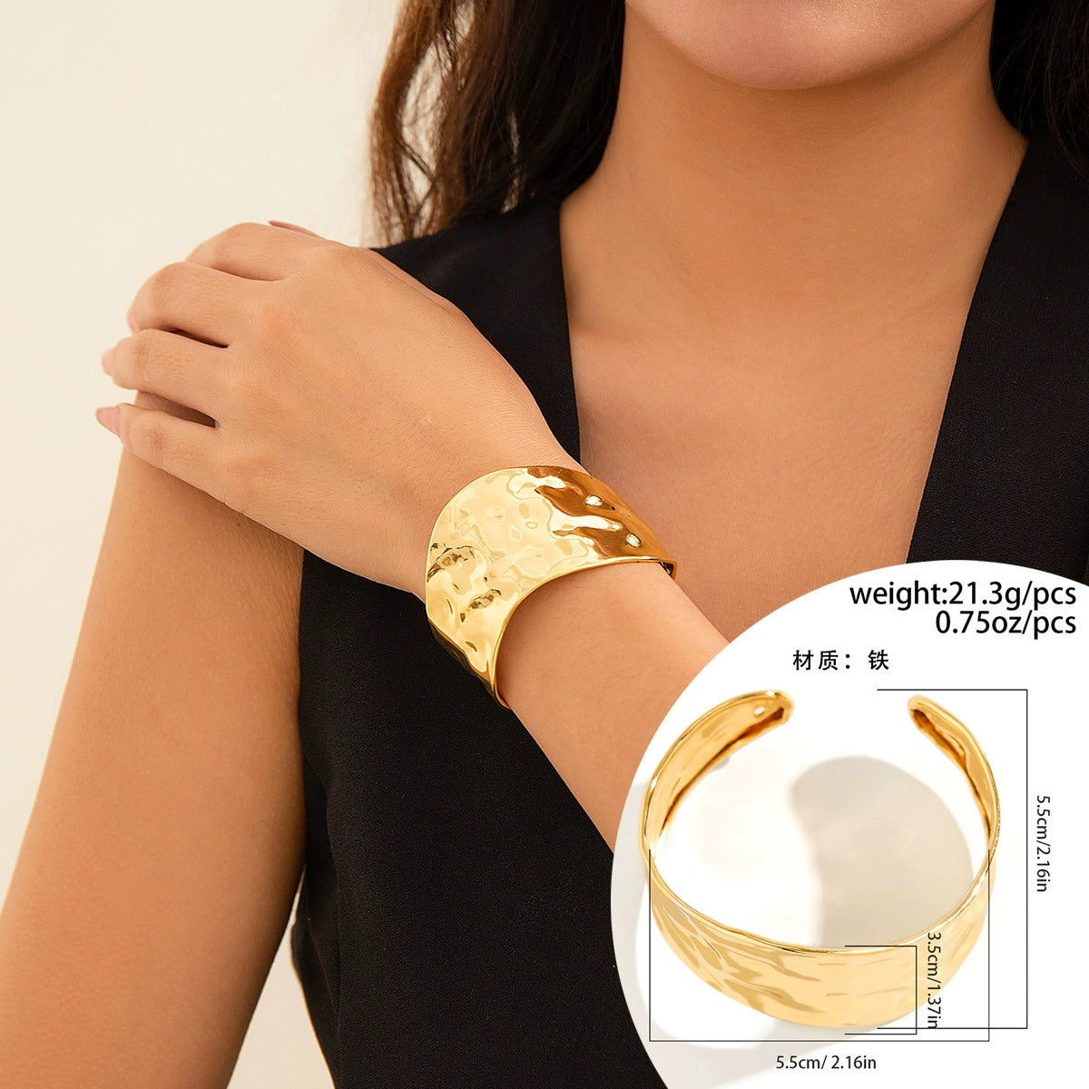 Amberly Asymmetrical Metal Cuff - Gold Style 01 (Variant B) [6JJ89IDI]