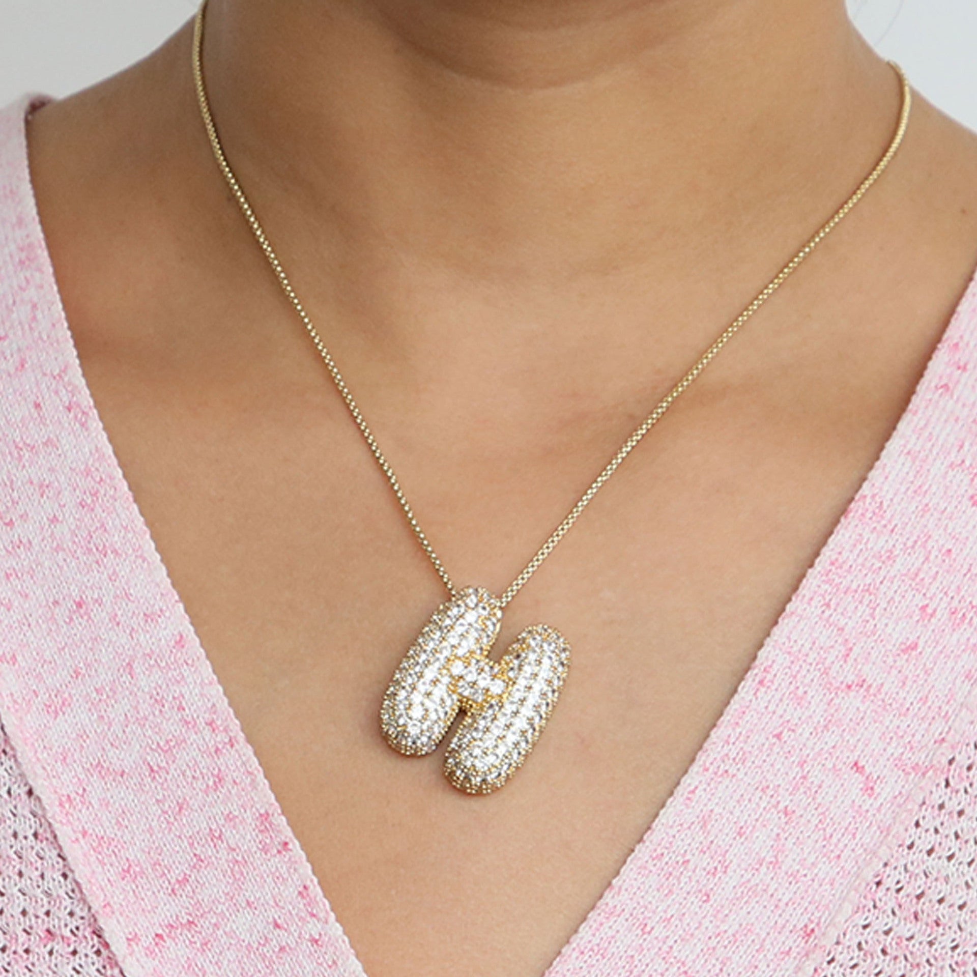 Laiba Bubble Initial Necklace - H [VE0FXQB8]