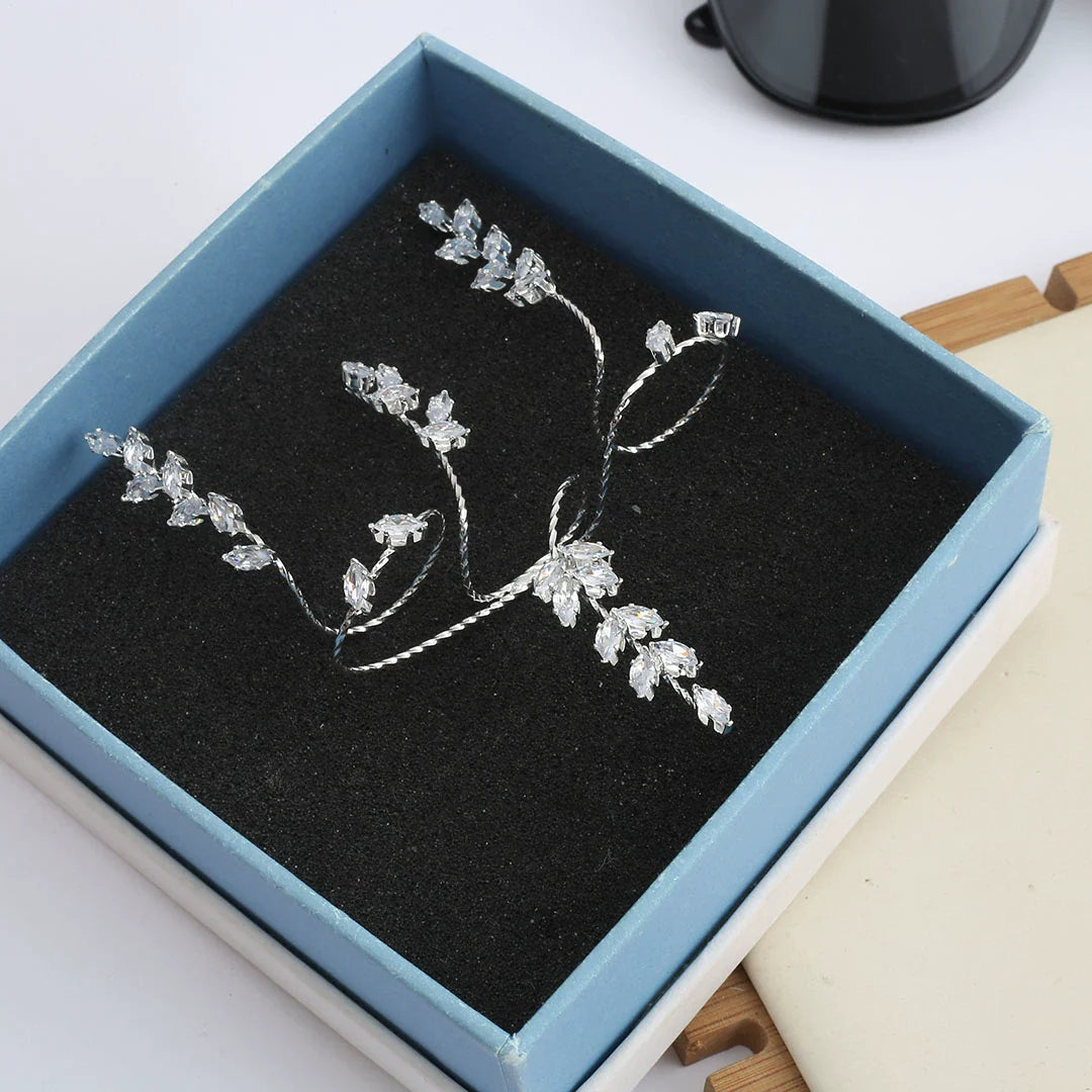 Wesley Zircon Leaf Stacking Ring - Silver (Adjustable)