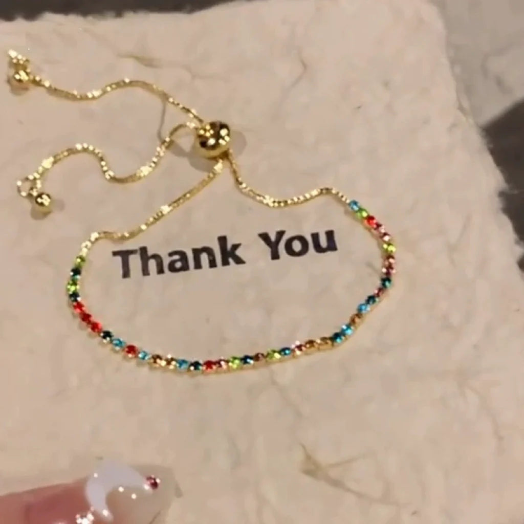 Meera Dainty Rainbow Zircon Bracelet - Gold