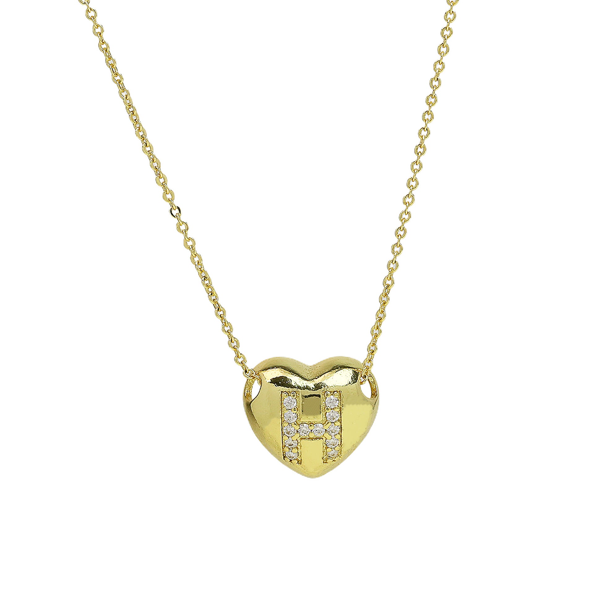 Una Heart Initial Necklace - Letter H [5W84RGUA]