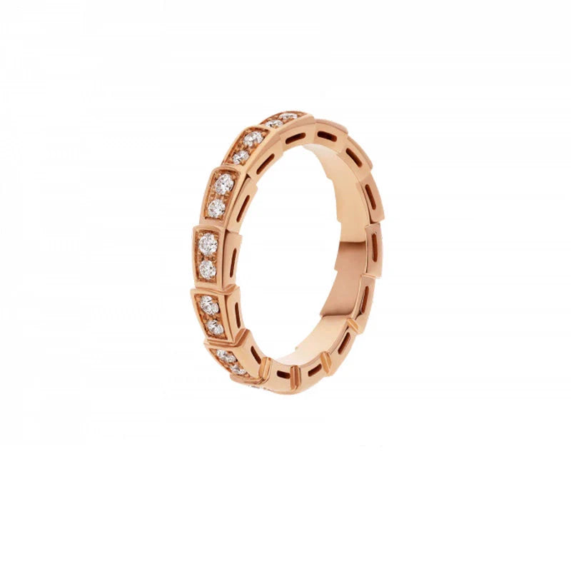 Maylie Serpent Coil Ring - Narrow Rose Gold Full Diamond Serpent