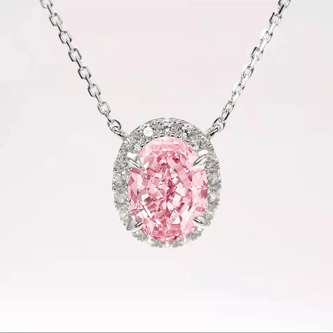 Rowynn Oval Moissanite Necklace - Pink Diamond [LNBTLFL0]