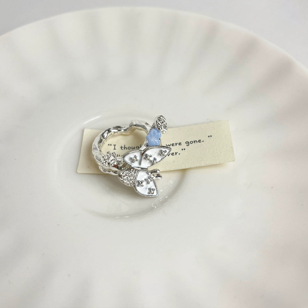 Dayanna Butterfly Diamond Open Ring - White Butterfly Ring [J3SNLTQ8]