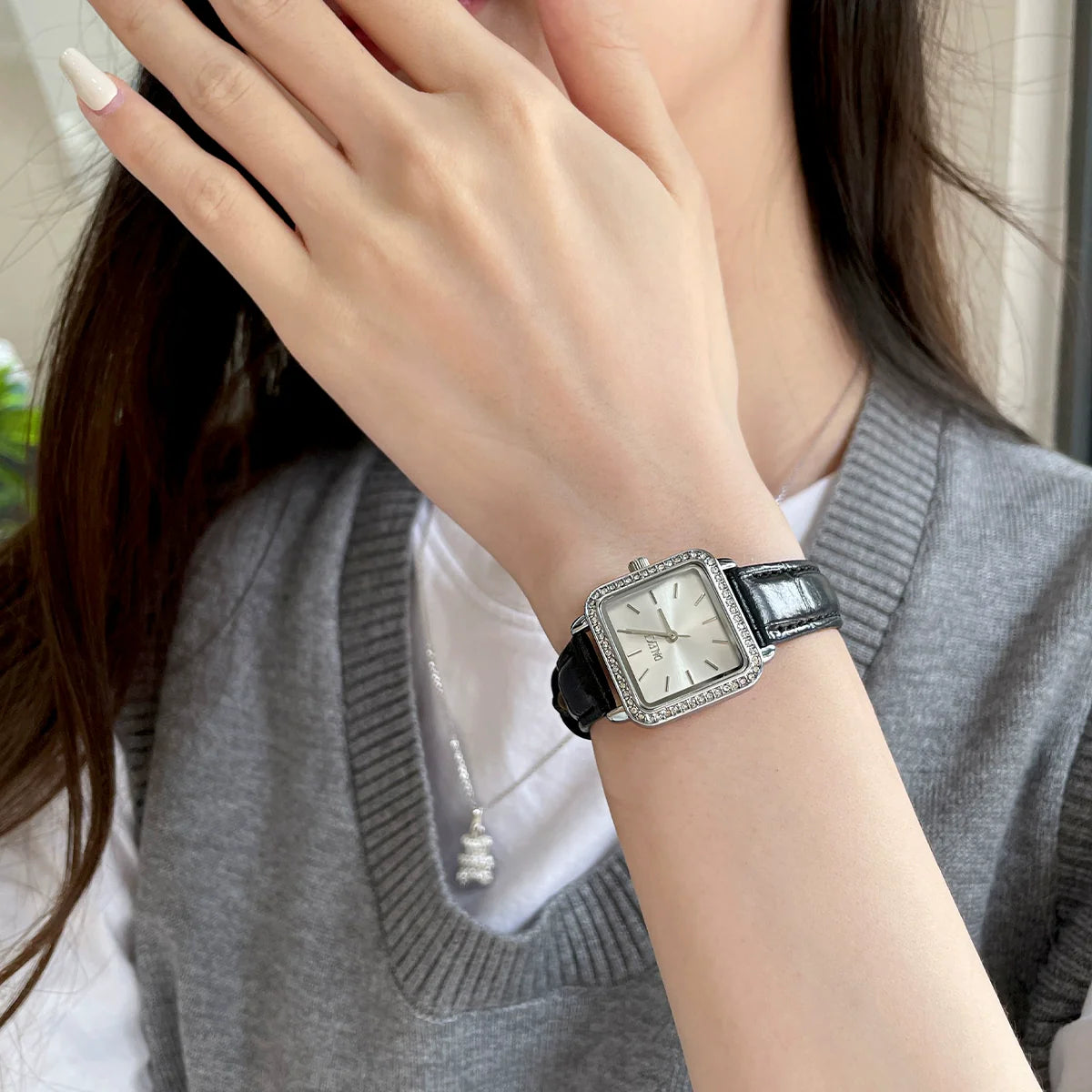 Aracely Luxe Square Dial Watch - Black