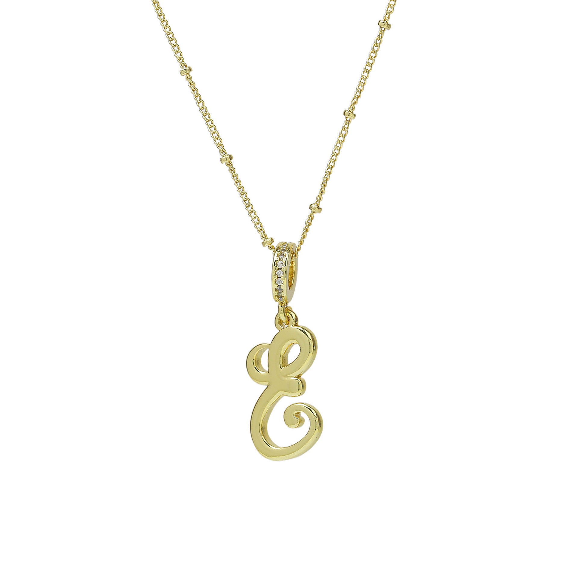 Frida Gold Cursive Initial Necklace - Gold E [O6E7VWLP]