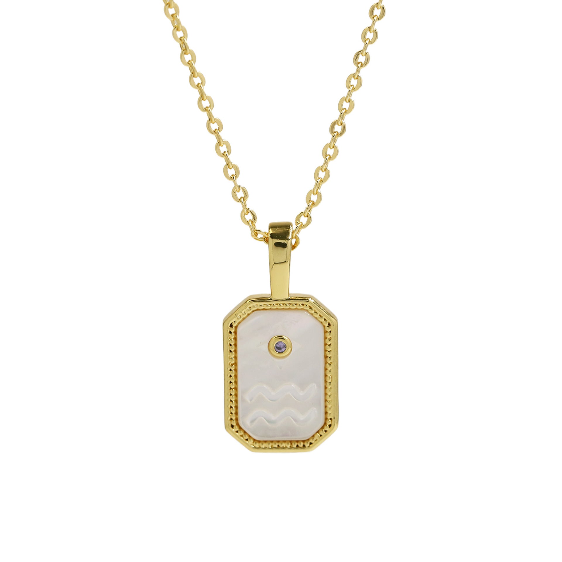 Jaslyn Constellation Birthstone Necklace - Aquarius [XE77NH4O]