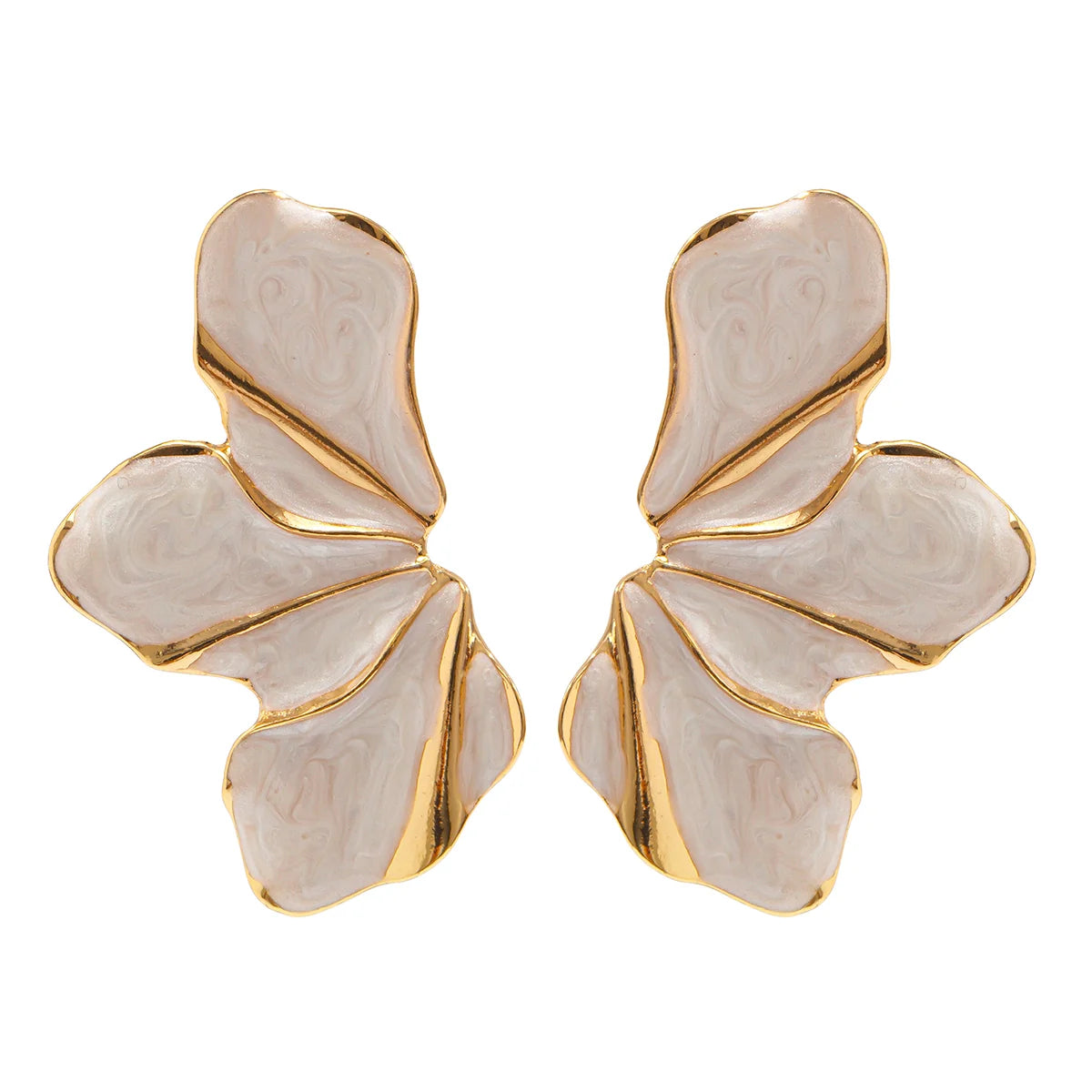 Alaynah Enamel Petal Studs - White