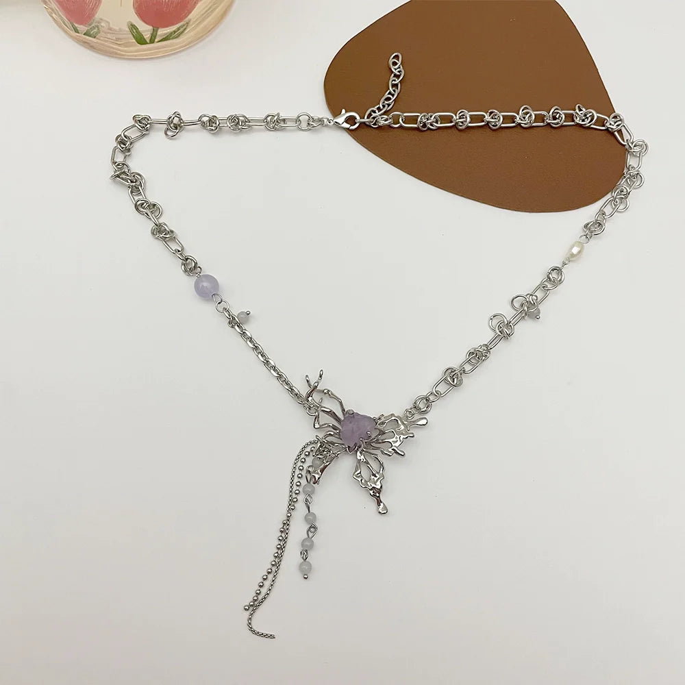 Cathryn Liquid Metal Butterfly Necklace - Butterfly Necklace