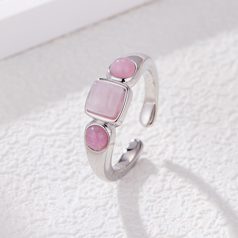 Rikki Pink Crystal Geometric Ring - Style 1 [MHAA81OO]