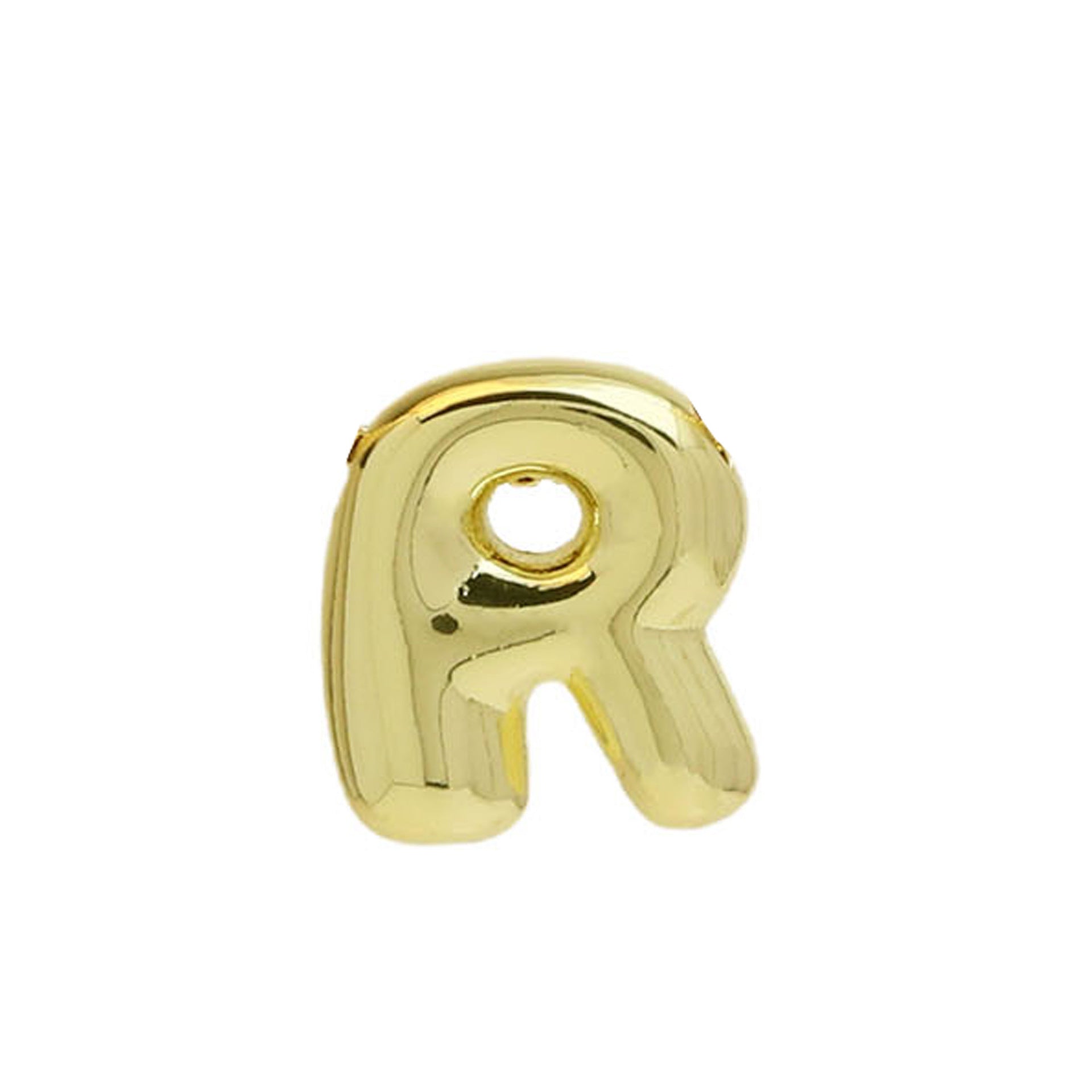 Vada Gold Bubble Letter Necklace - Gold R Pendant [FASV20WC]