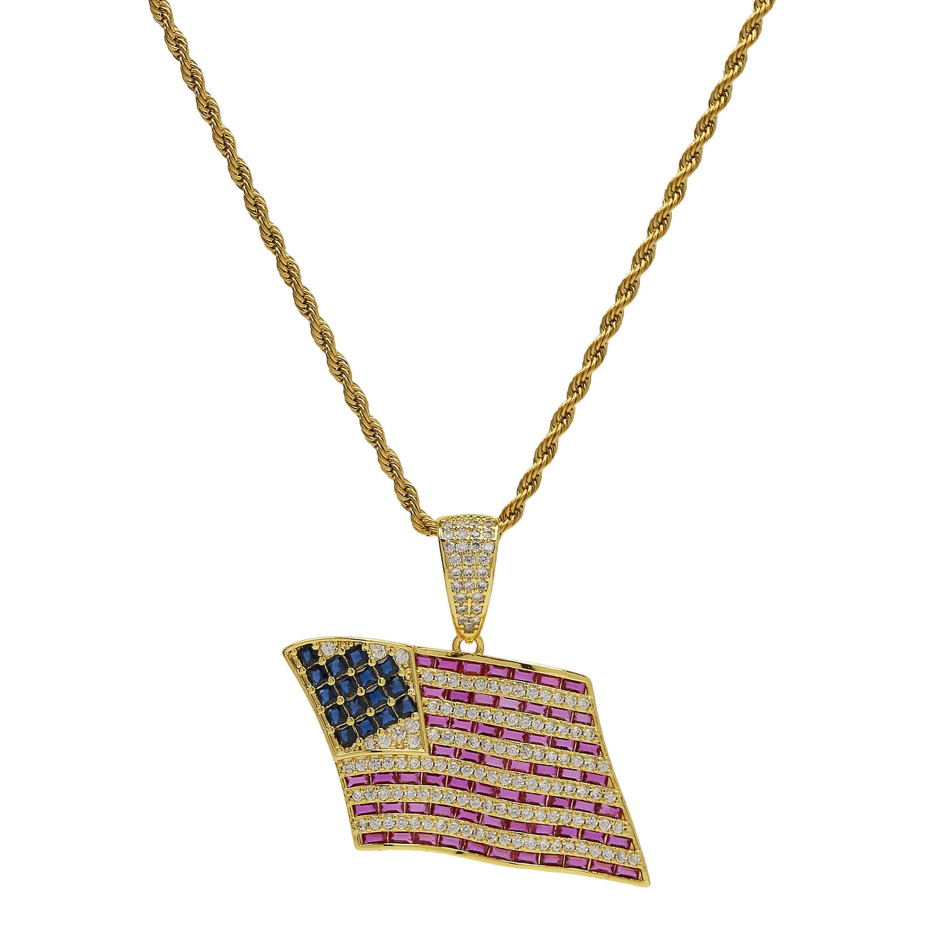 Aletheia Zircon Flag Pendant Necklace - National Flag (Pendant Only) [7FKX24WO]