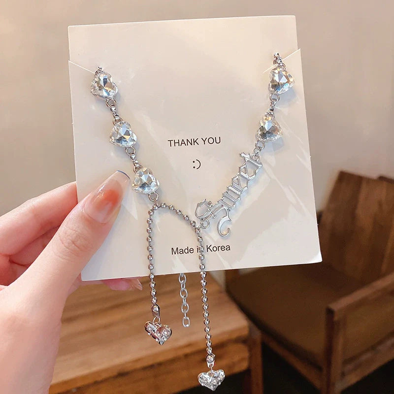 December Star Heart Tassel Necklace - Heart Sanskrit Letter Necklace