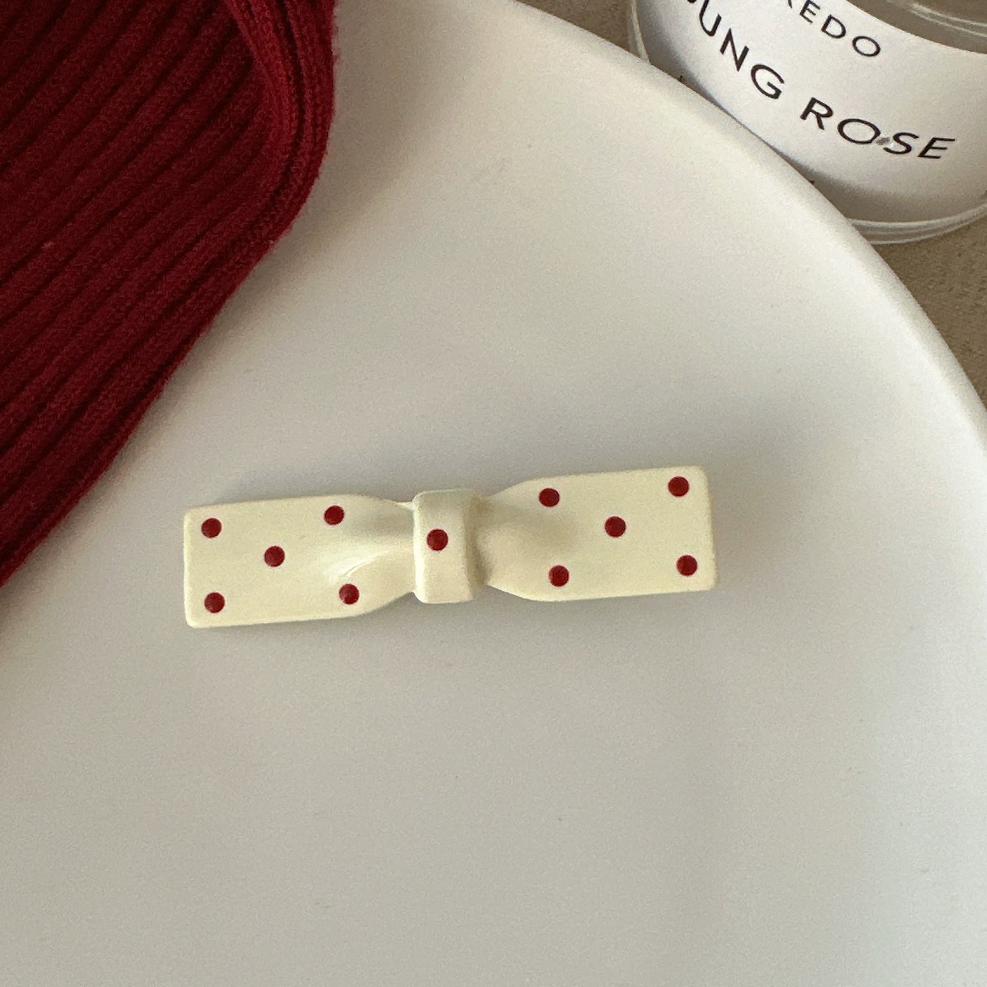 Carsyn Polka Dot Hair Clip - White Bow (Single) [JVIIS2UR]