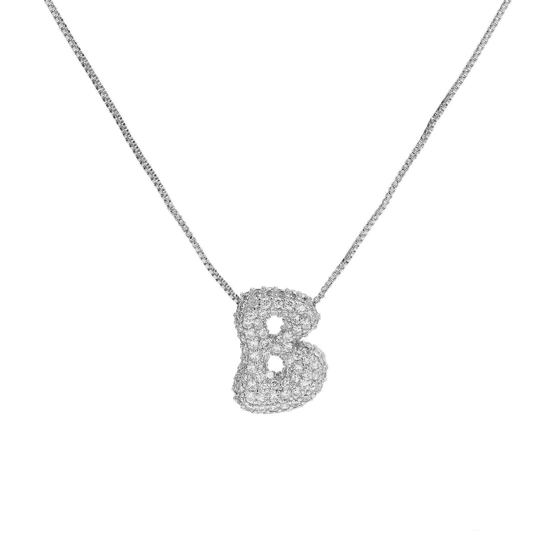 Francis Bubble Initial Necklace - Silver Necklace B [3J4N3IGW]