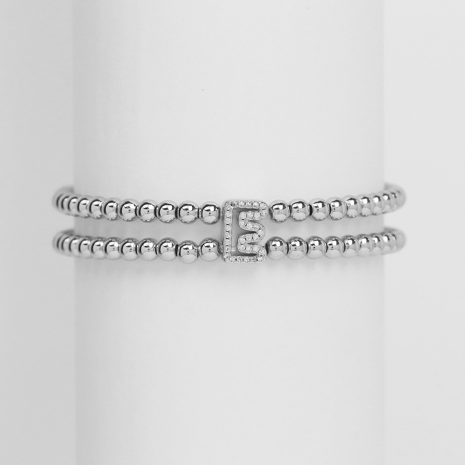 Alexandra Bubble Initial Bracelet - Silver E [NBQ1OY5P]