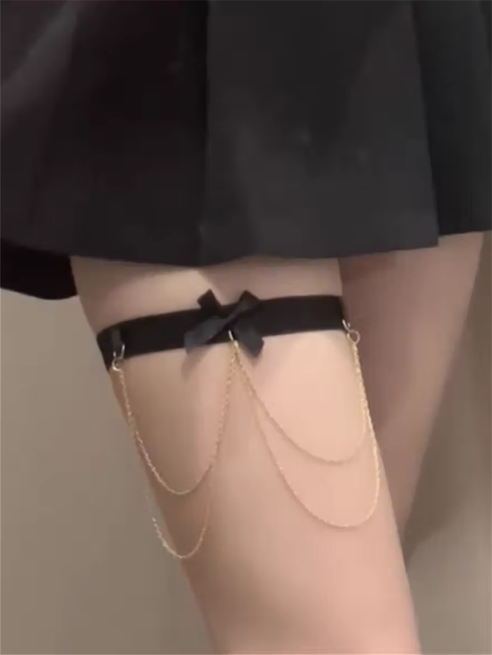 Zendayah Bow Lace Thigh Garter - Gold Plated (Premium)