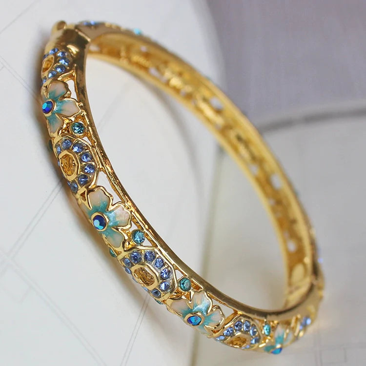 Chimamanda Ornate Cloisonne Bangle - Sky Blue (54mm ID)