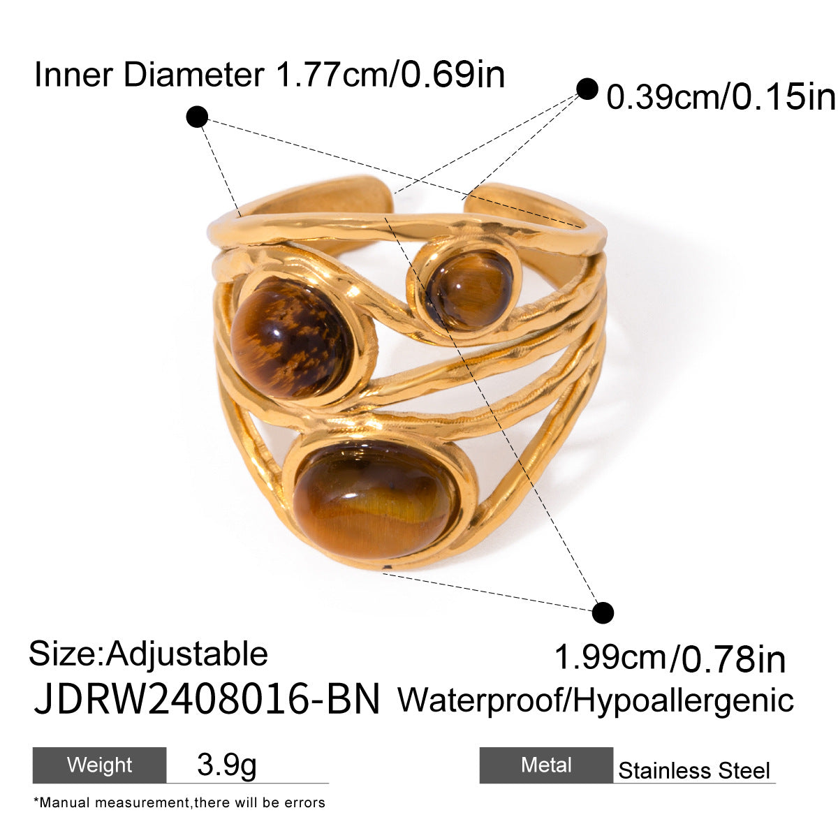 Quinley Chunky Gemstone Ring - JDRW2408016-BN [XBK148UM]