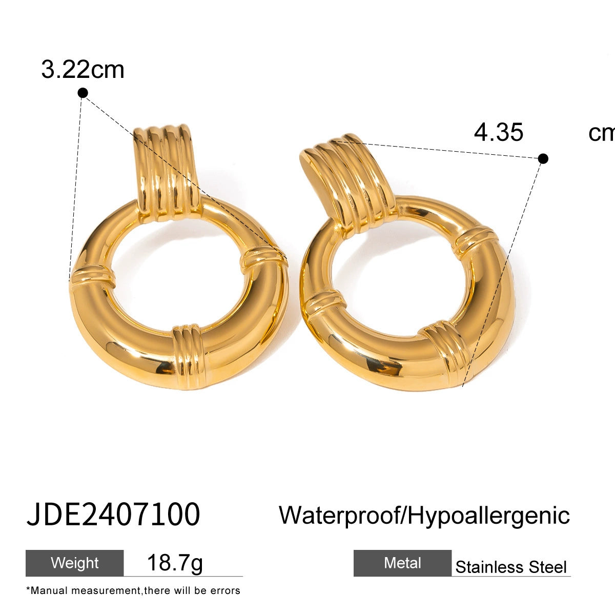 Bayleigh Titanium Hoop Earrings - Classic Gold Hoop [Y1ZWWEWL]