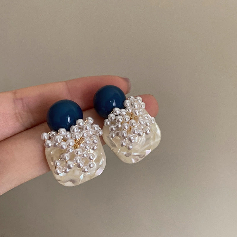 Miraya Pearl Bloom Earrings - Lake Blue [RP1RCSWM]