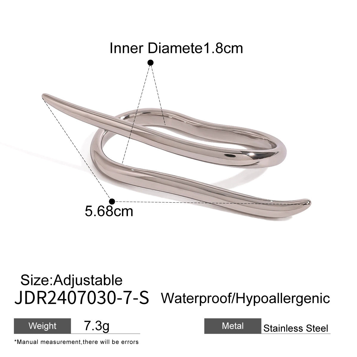 Nayelis Asymmetrical Open Ring - JDR2407030-7-S [MF7VKF48]
