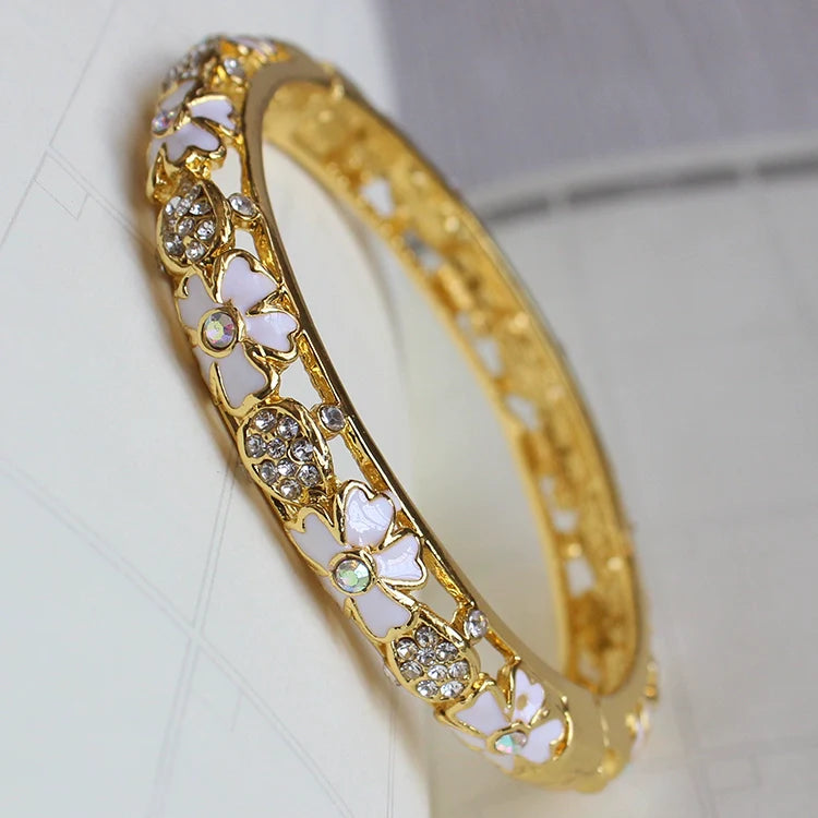 Joanne Filigree Crystal Bangle - White