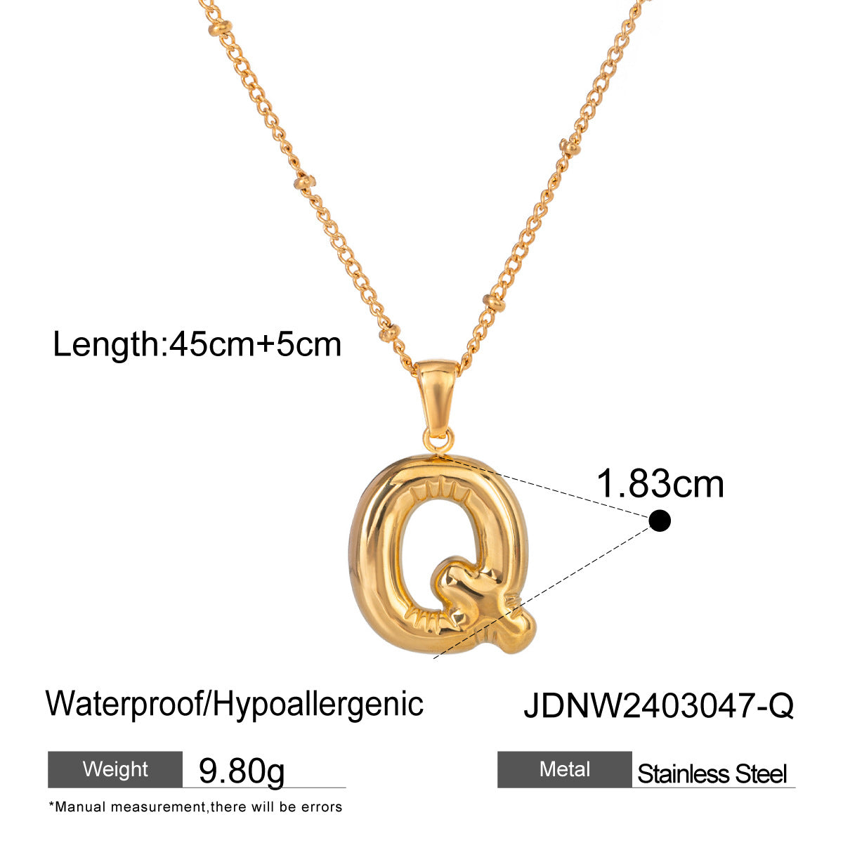 Rayana Initial Letter Necklace - Q [D3XOO17X]