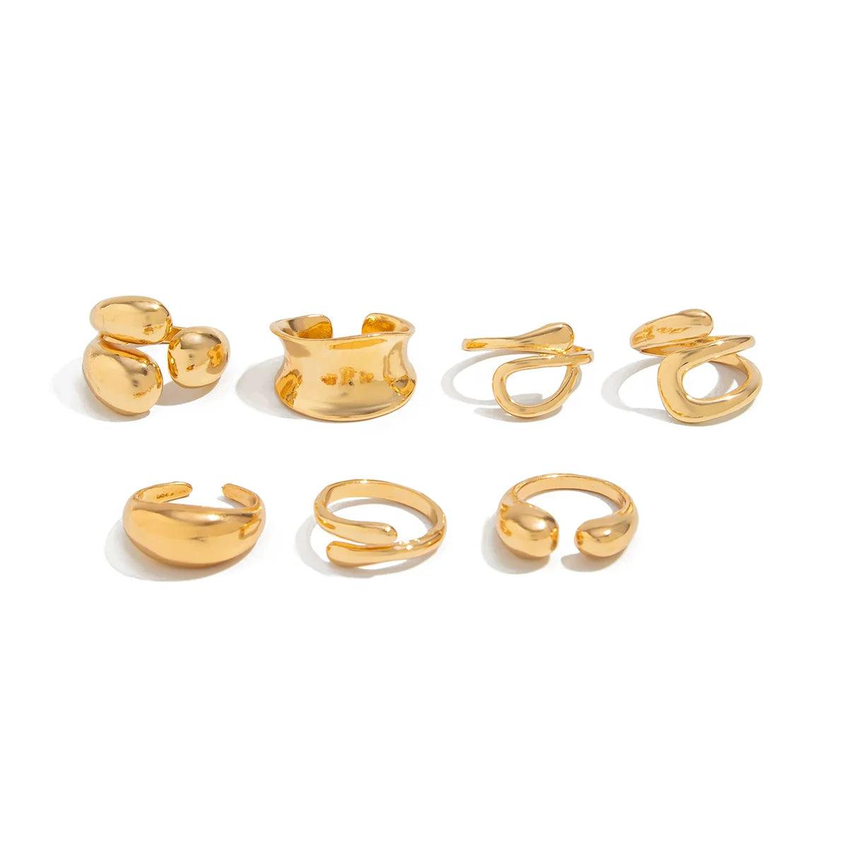 Emileigh Water Drop Ring Set - Light Gold