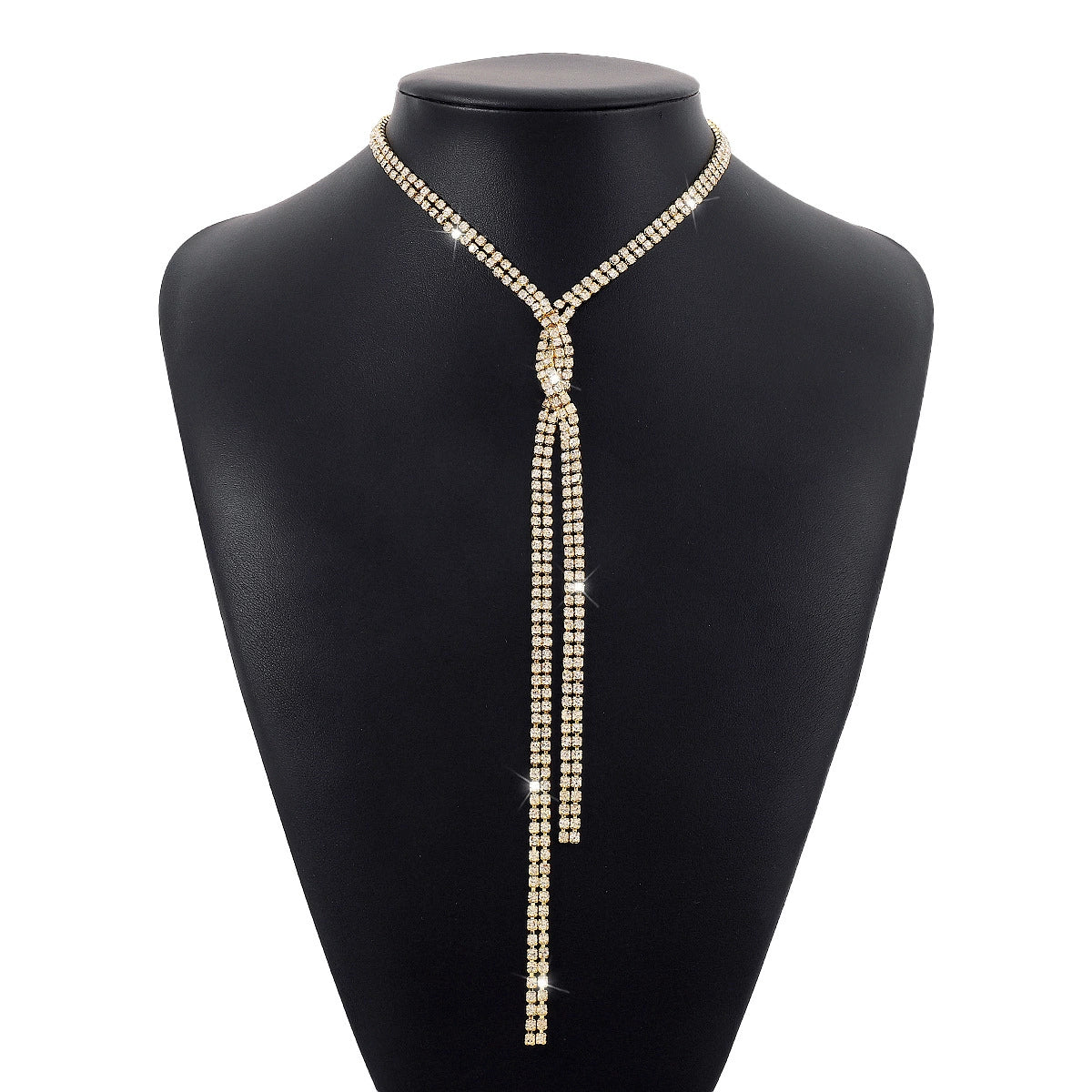 Janie Double-Row Rhinestone Back Chain - Gold
