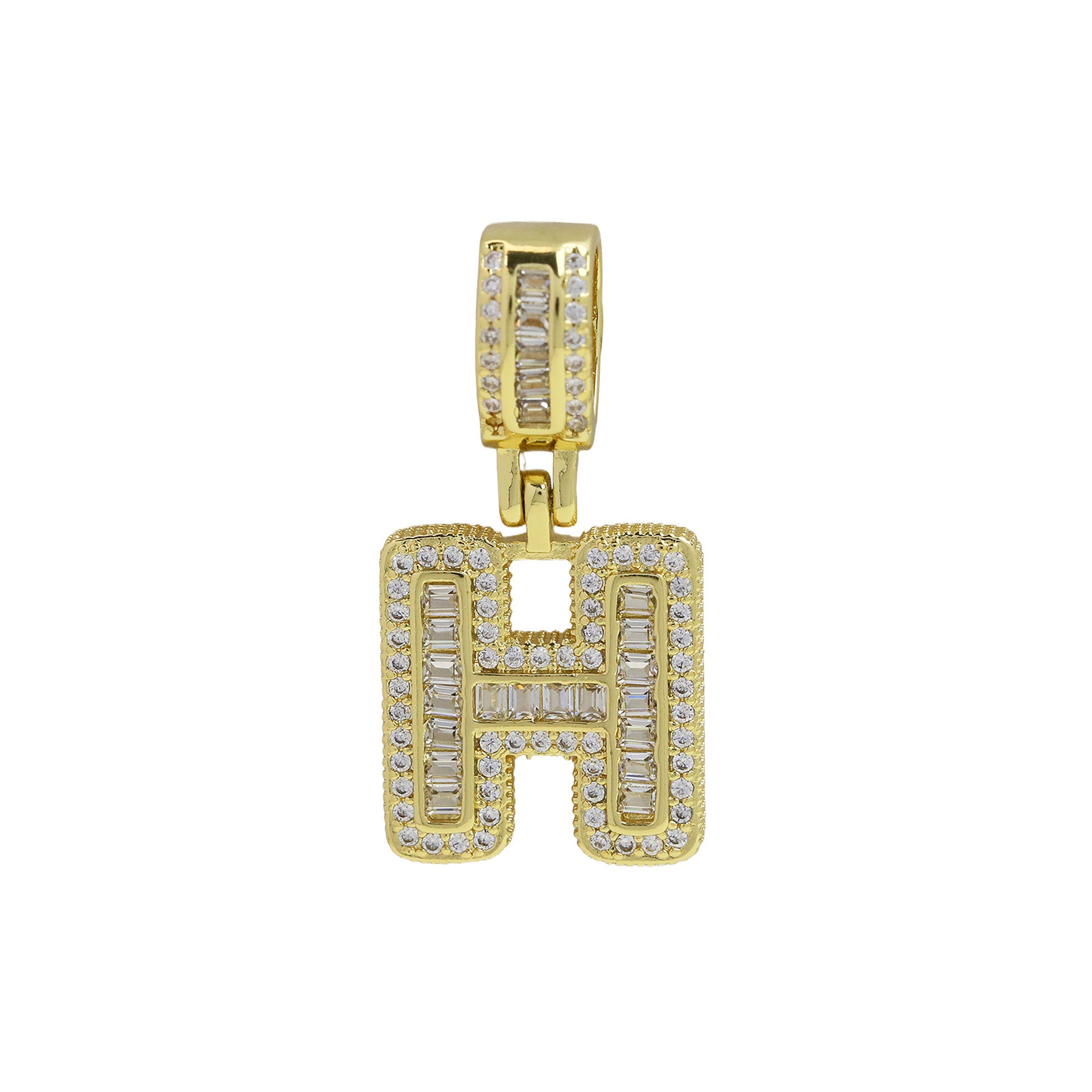 Maida Gold Letter Pendant Necklace - Gold Pendant H [SCLQODKD]