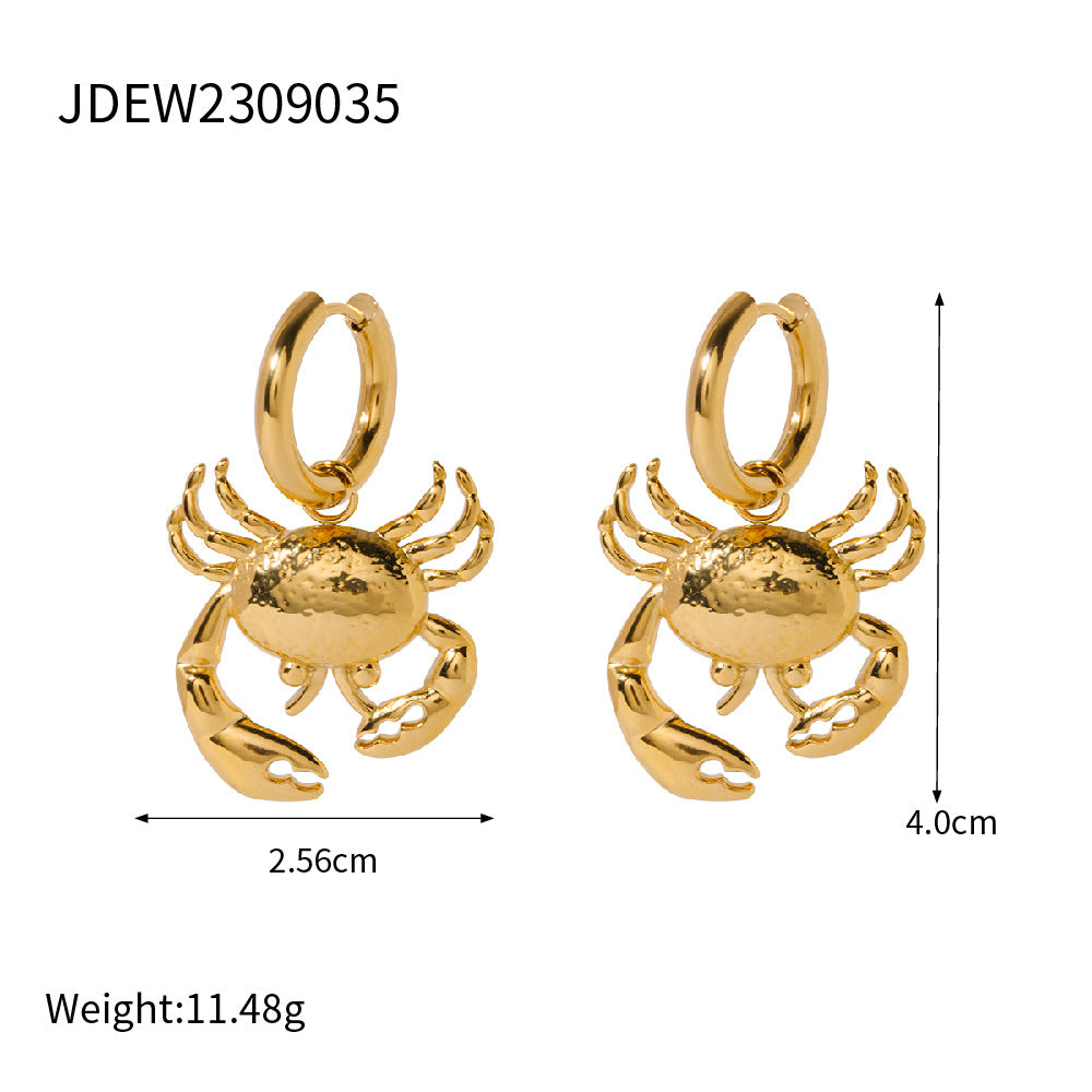 Kollins Crab Charm Hoop Earrings - JDEW2309035 [V71RFG72]