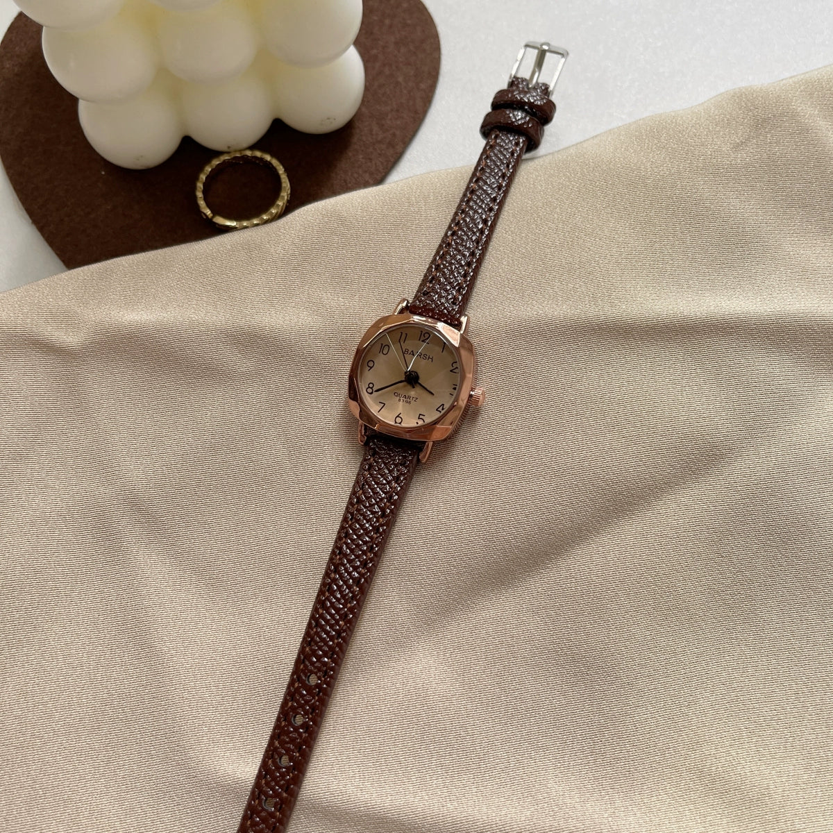 Hareem Sleek Square Watch - Brown Strap [LGI600QA]