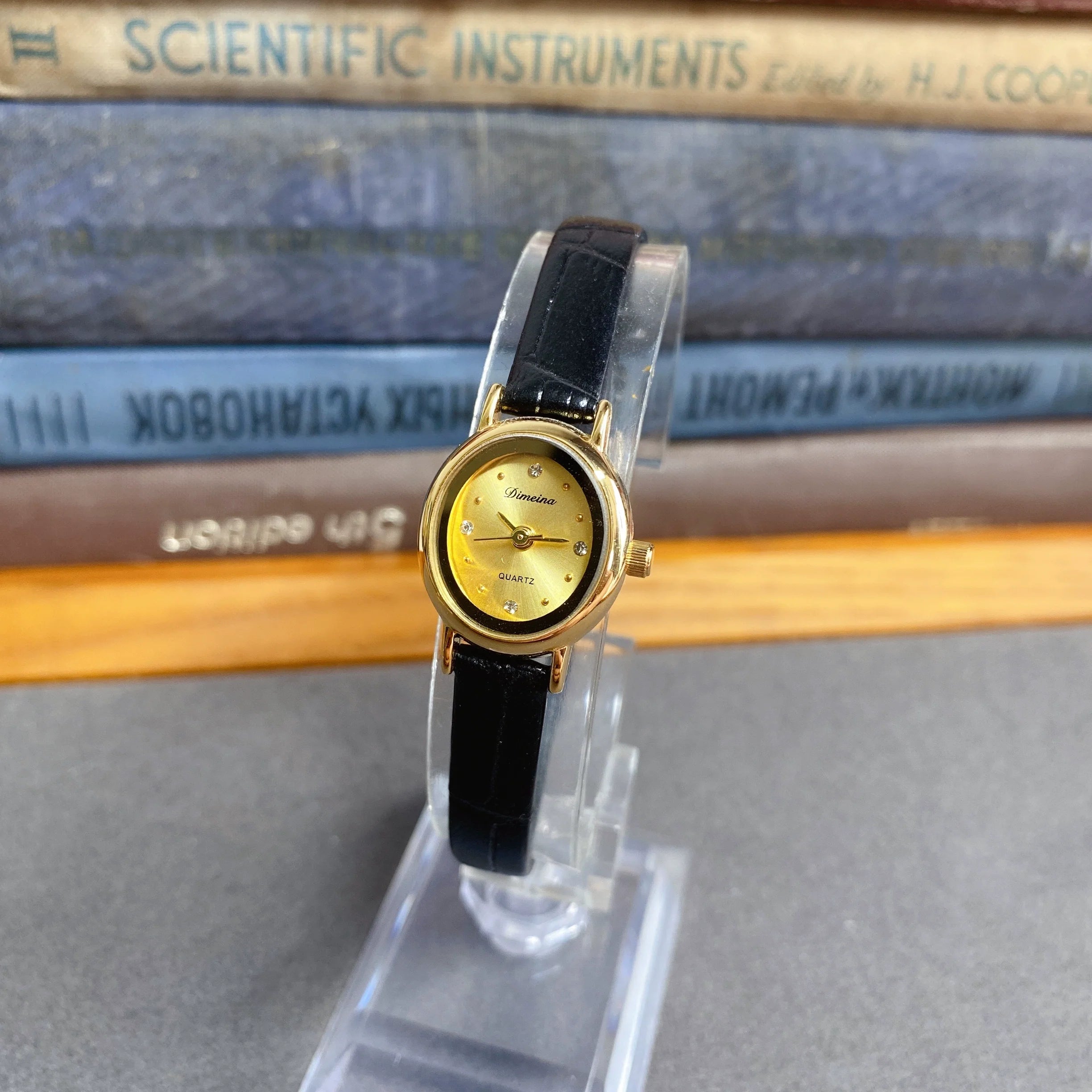 Ifrah Petite Leather Strap Watch - Black (with Brown Strap)