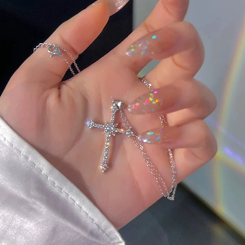 Melonie Pearl Cross Necklace - Style 3 [P9KIZMLS]