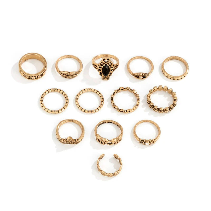 Shaira Gilded Ring Set - Antique Gold