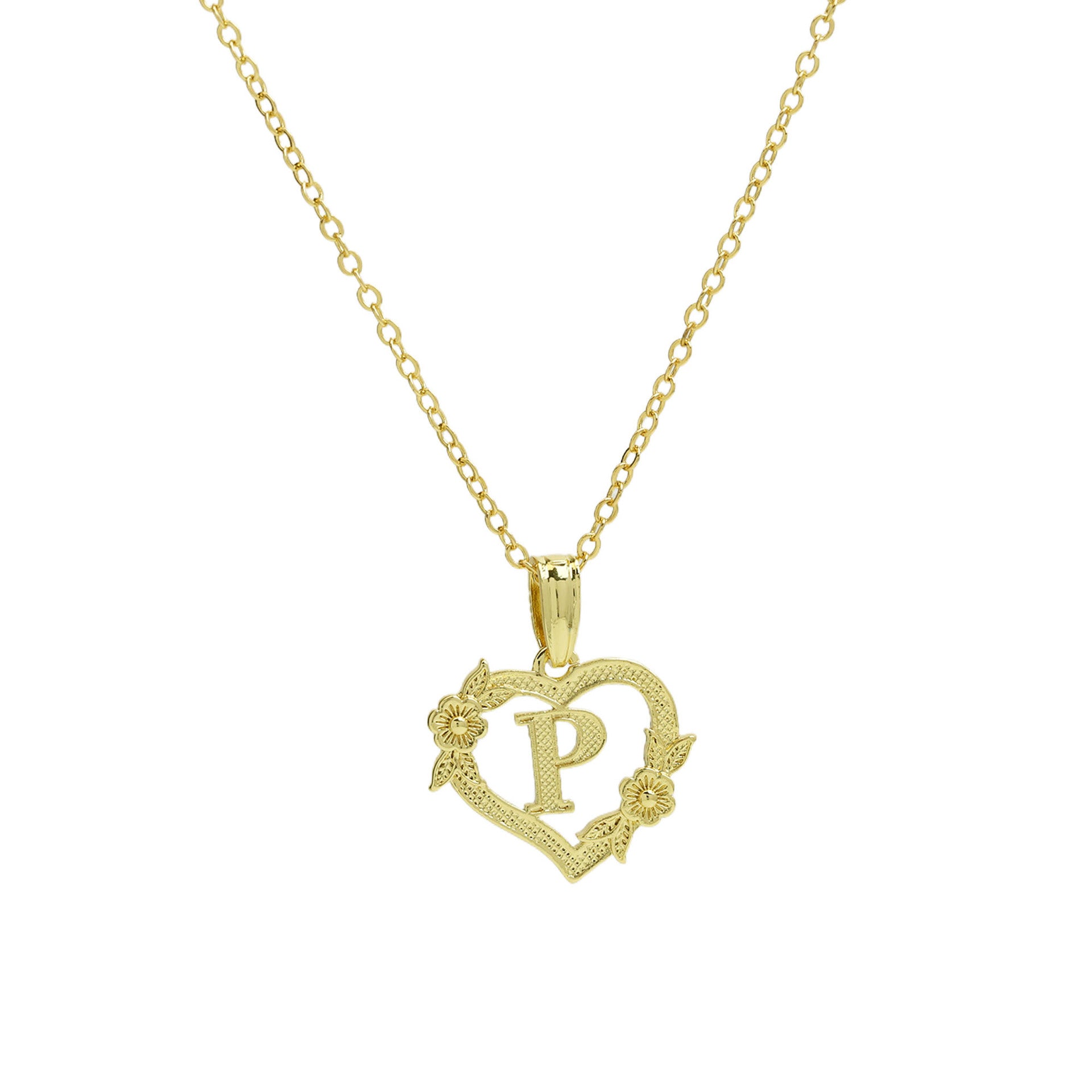 Isobel Initial Heart Pendant Necklace - Necklace P [4A6CZ6L1]