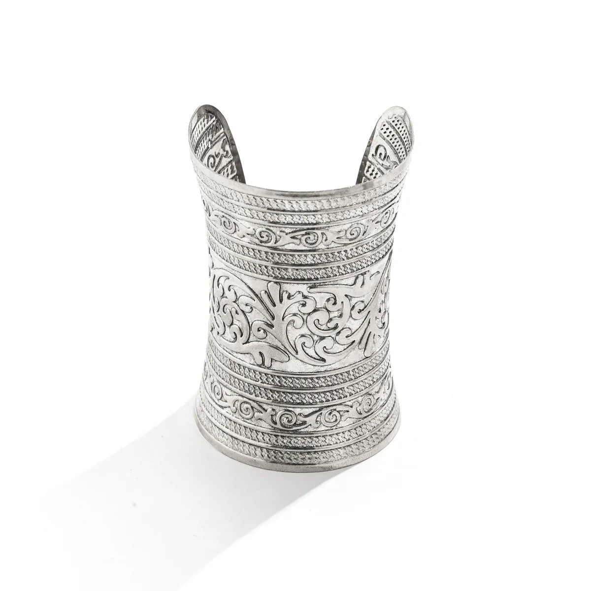 Jenasis Vintage Patterned Cuff Bracelet - Antique Silver