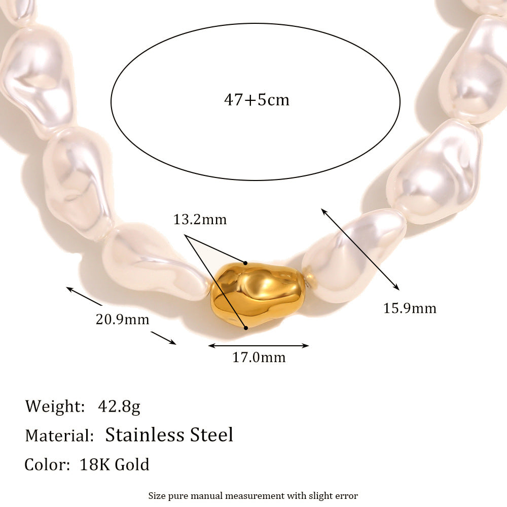 Clarity Baroque Pearl Set - Baroque Pearl Necklace - Gold [ZC395YSH]