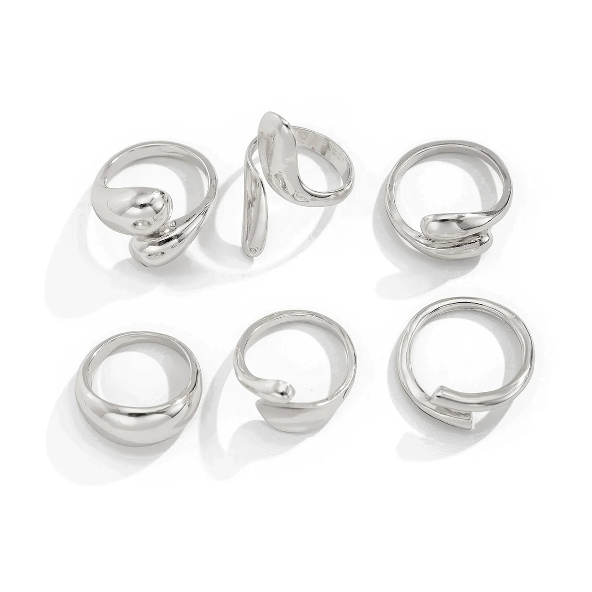 Rochelle 6-Piece Asymmetric Ring Set - Silver