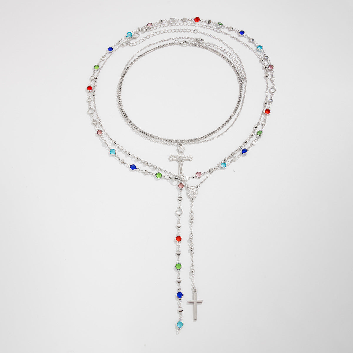 Blakley Colorful Layered Necklace - Silver - Style 06116 [F5LL16NE]