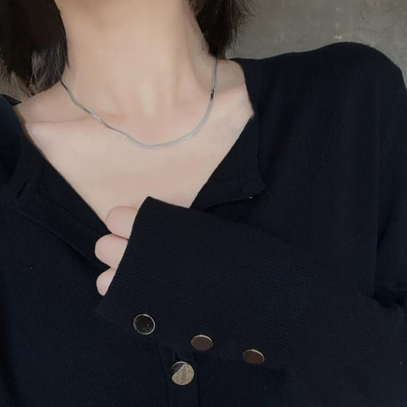 Selene Layered Snake Necklace - Silver Single