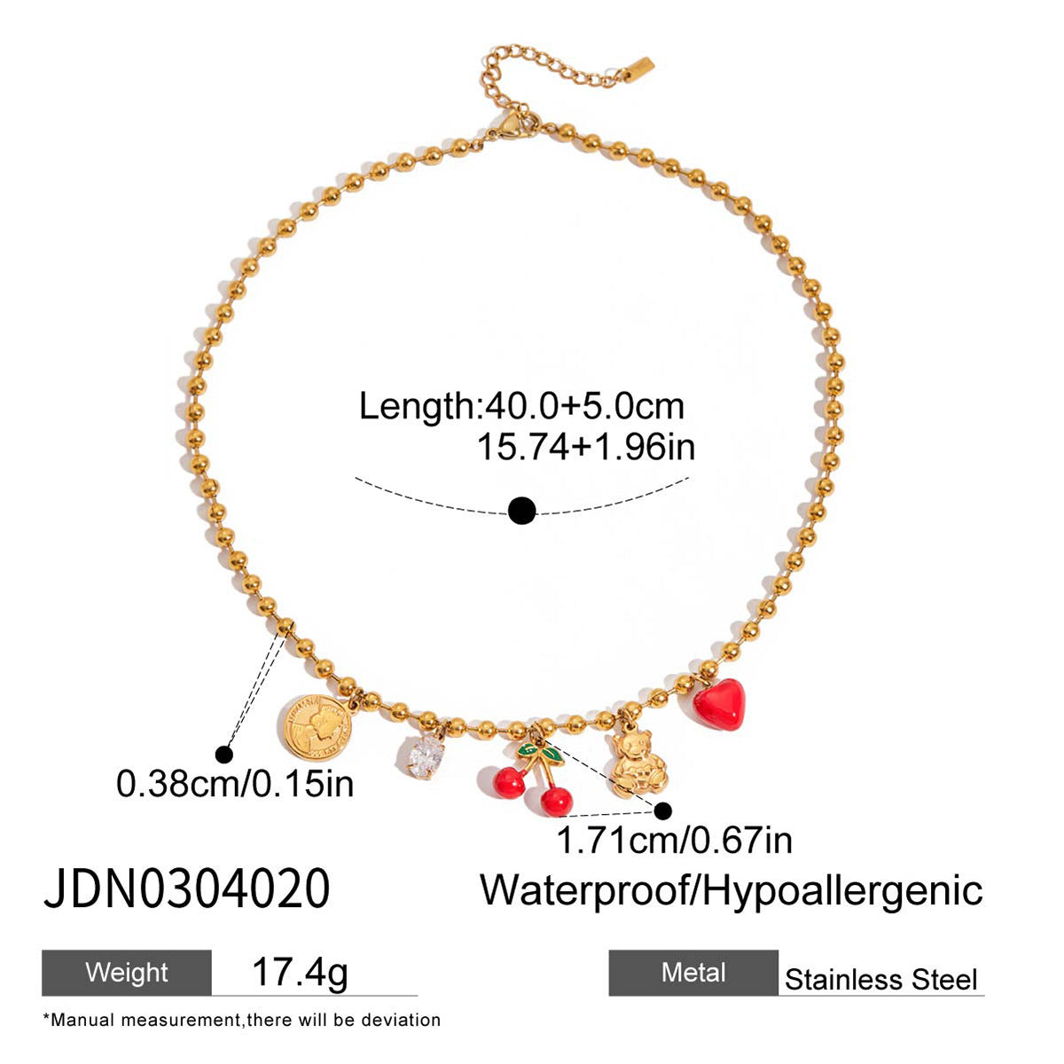 Amarachi Layered Cherry Zircon Necklace - Star Charm [C1QD82PX]
