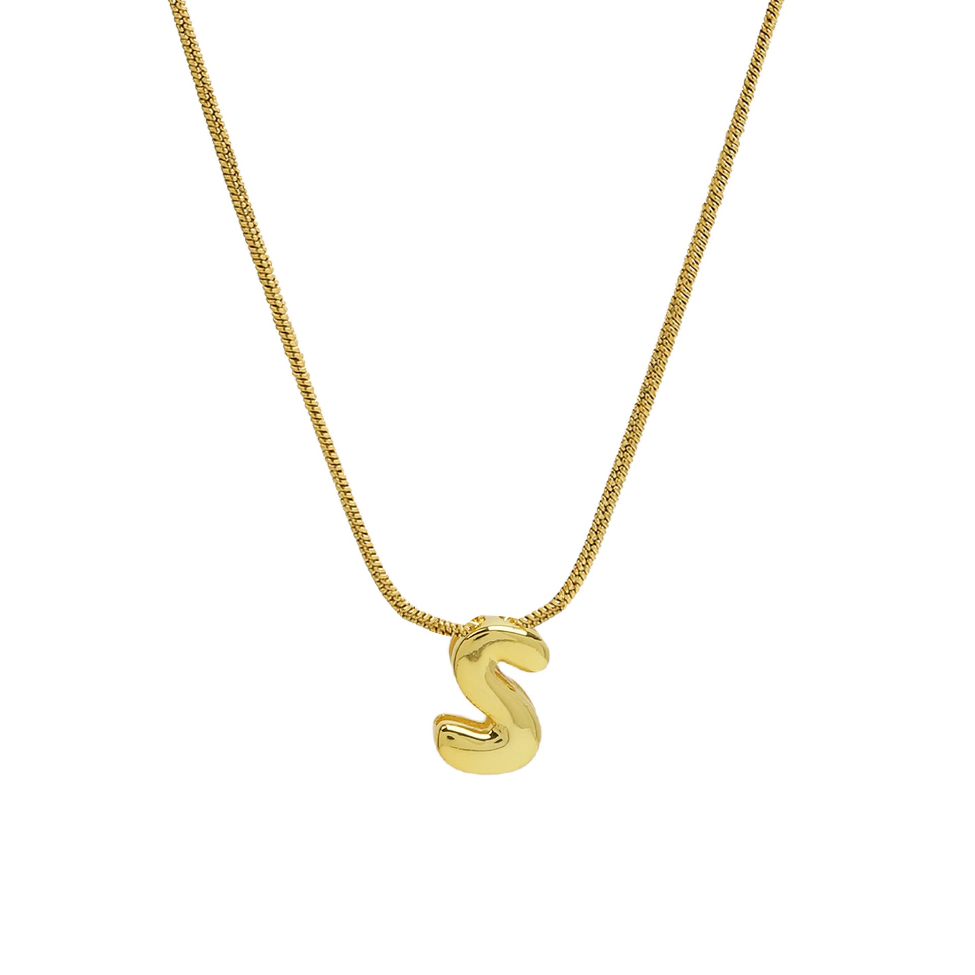 Hallie Initial Snake Chain Necklace - S Letter Necklace [NRIB2L9P]