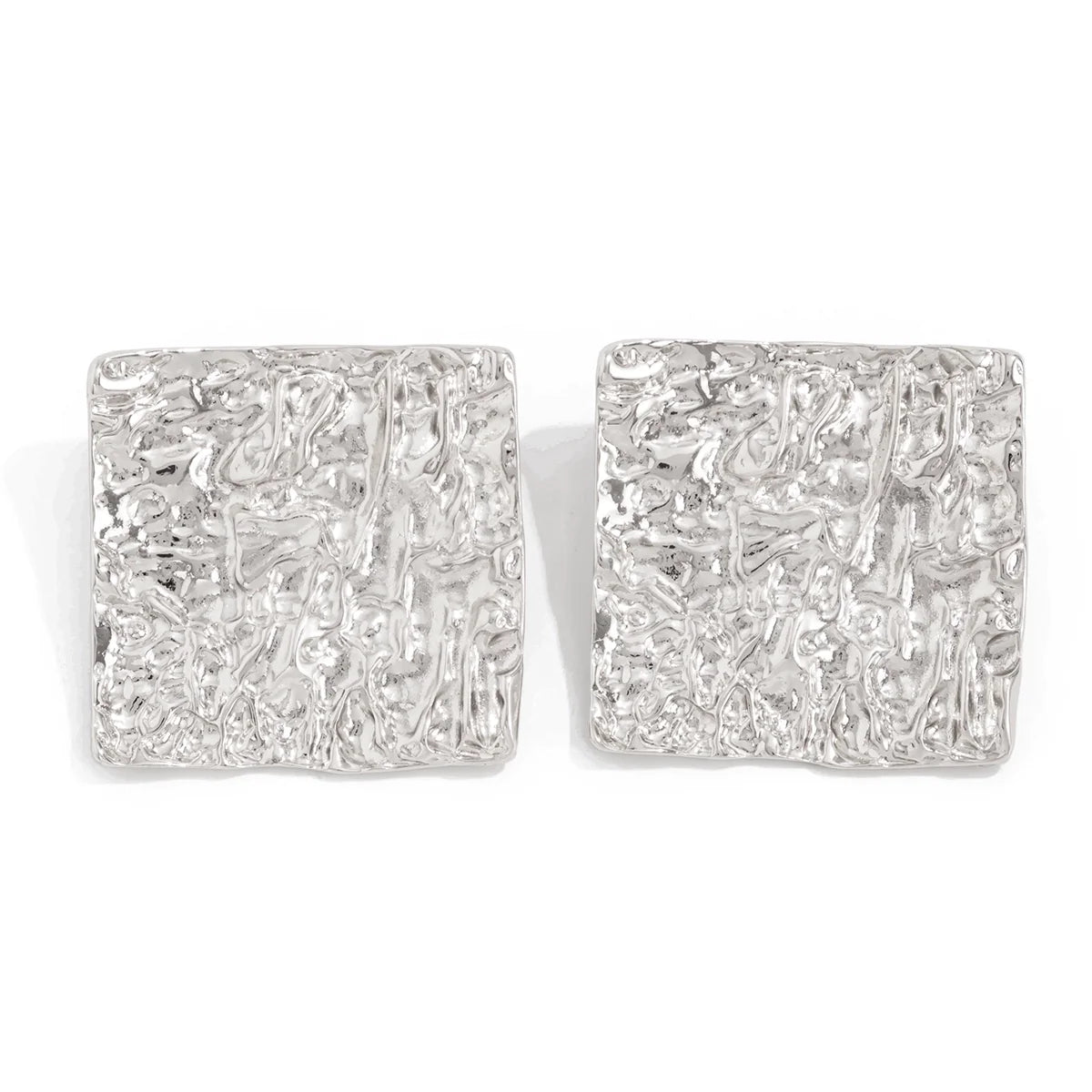 Eliyah Pleated Hollow Earrings - Square Silver