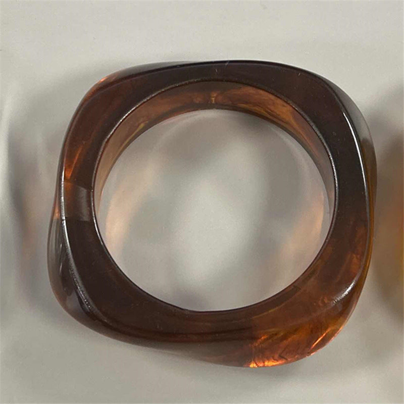 Francesca Marble Resin Bracelet - Trapezoid Square Tortoiseshell (Thicker) [CT7NFU2S]