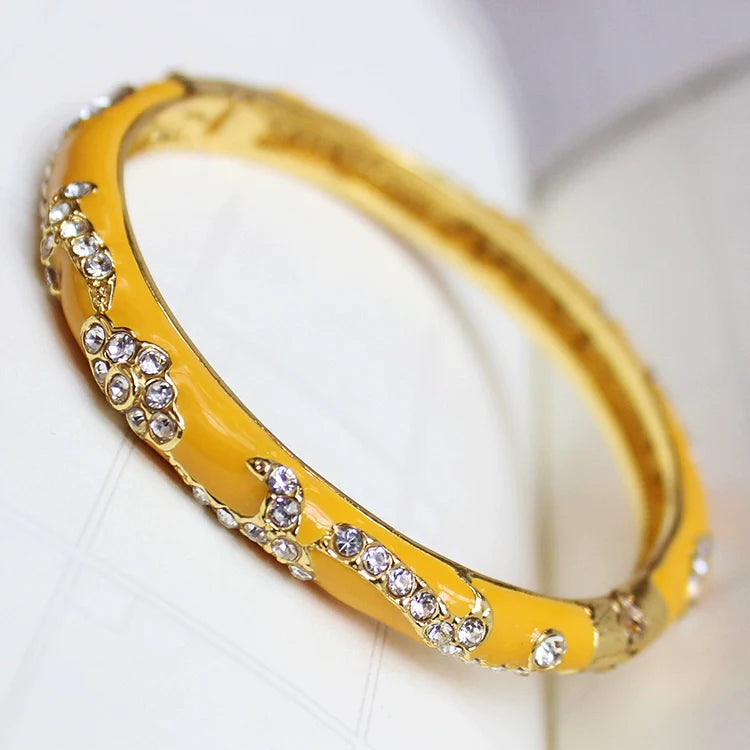Makennah Cloisonne Enamel Cuff - Yellow