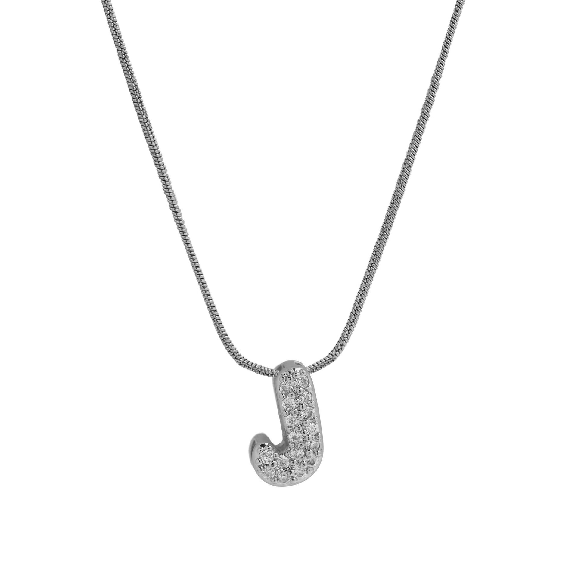 Deborah Initial Snake Necklace - Silver-tone J Initial [PN4ZYLDI]